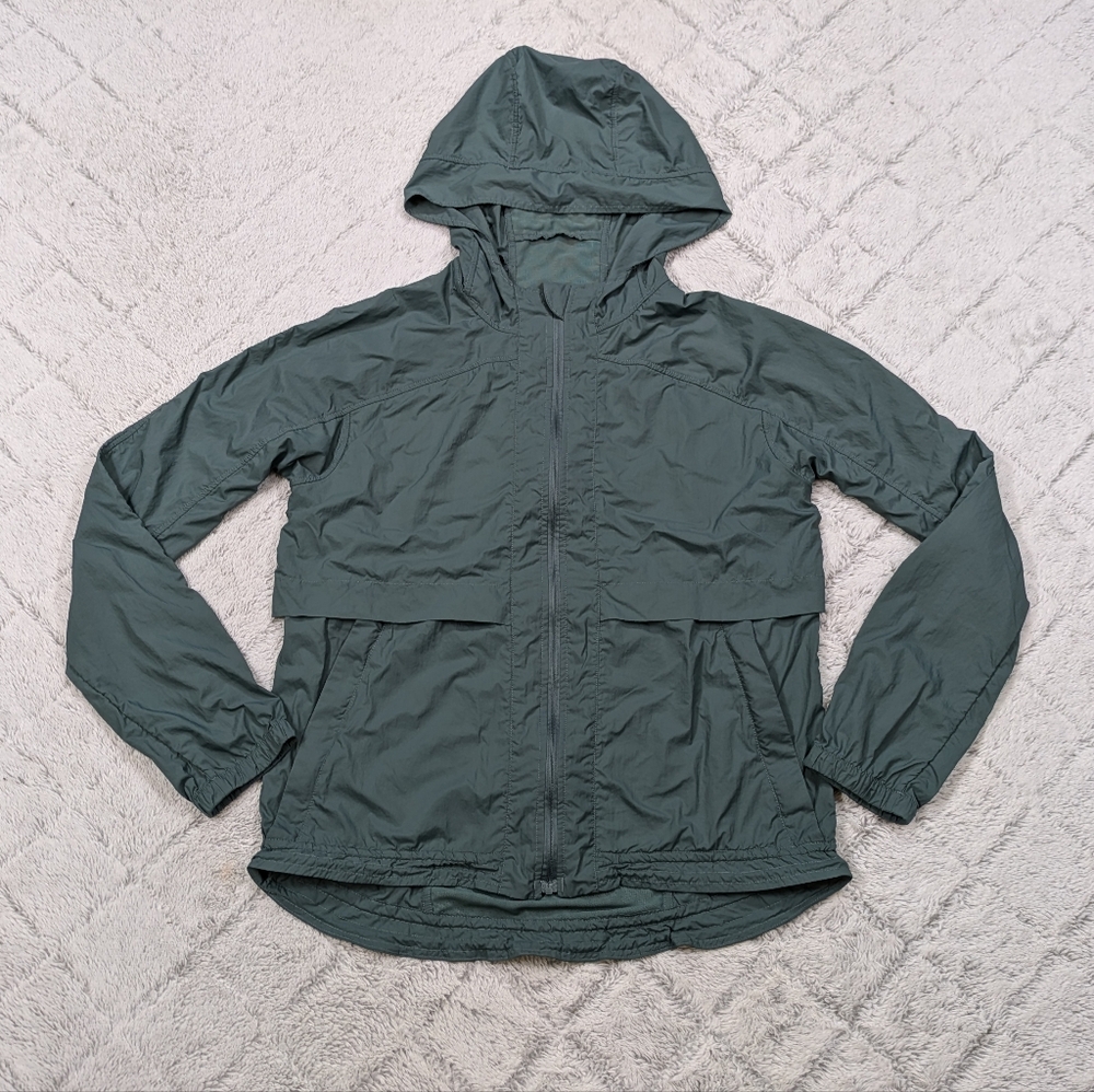 Lululemon Jacket Women's 8 Green Juniper Hood Lite Full Zip Glyde Weather